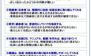進まない技術・技能伝承 モノづくりと人材育成（その1）